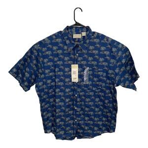 Crossings Shirt Green Blue Palm Trees Vintage Hawaiian Aloha 2XL XXL NEW